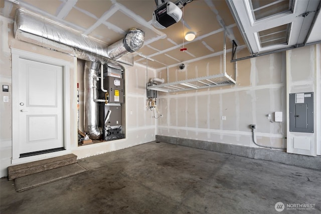 17477 NE 123rd Way, Redmond, WA 98052 - garage featuring a garage door opener, electric panel, and heating unit