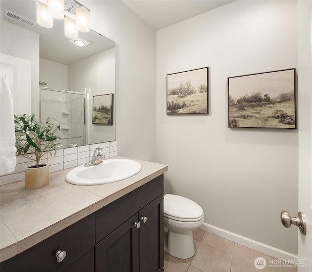 12611 37th Pl NE, Lake Stevens, WA 98258 - bathroom with a stall shower, vanity, and tile patterned floors