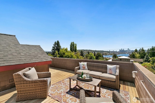2218 N 38th St, Seattle, WA 98103 - wooden terrace with outdoor lounge area
