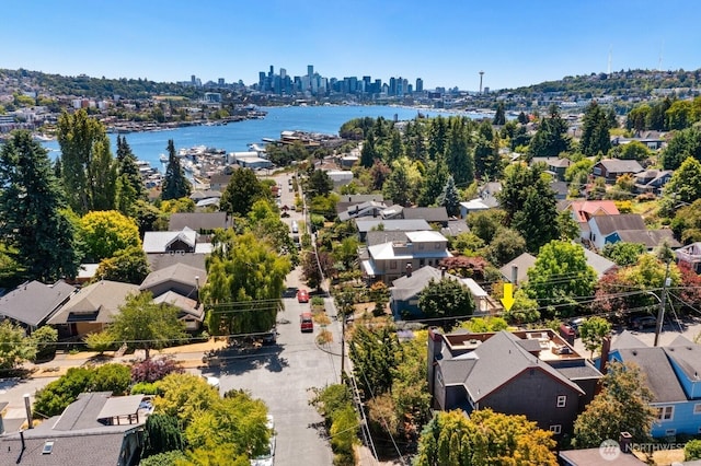 2218 N 38th St, Seattle, WA 98103 - aerial perspective of suburban area featuring skyline