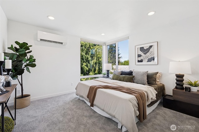 1742 12th Ave S Unit A, Seattle, WA 98144 - carpeted bedroom with a wall unit AC and recessed lighting