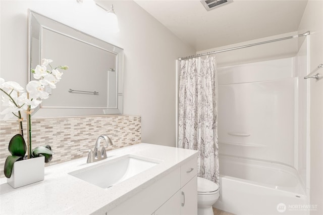 5101 NE 55th St Unit 103, Seattle, WA 98105 - bathroom with vanity, decorative backsplash, and shower / tub combo with curtain