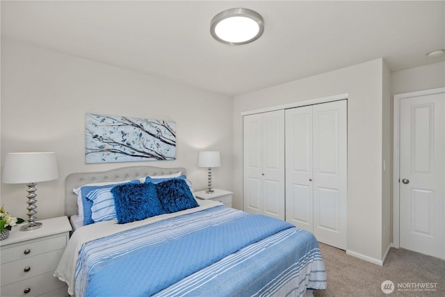 7526 148th Pl SE, Snohomish, WA 98296 - bedroom featuring light colored carpet and a closet