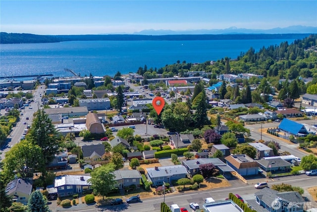 22223 10th Ave S, Des Moines, WA 98198 - aerial perspective of suburban area featuring a water and mountain view