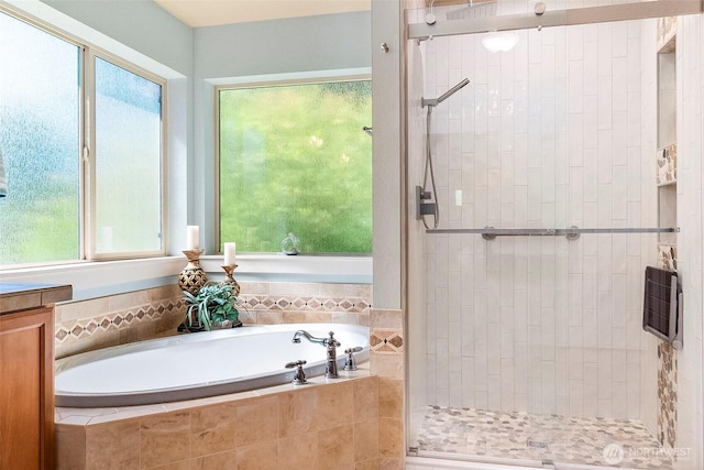 1422 Brighton Way SE, Olympia, WA 98501 - bathroom with a shower stall, a garden tub, and plenty of natural light