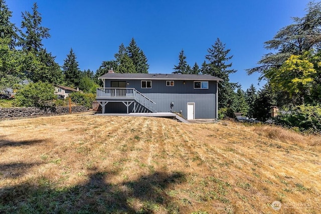 6114 47th Street Ct W, University Place, WA 98466 - rear view of house featuring stairs and a wooden deck