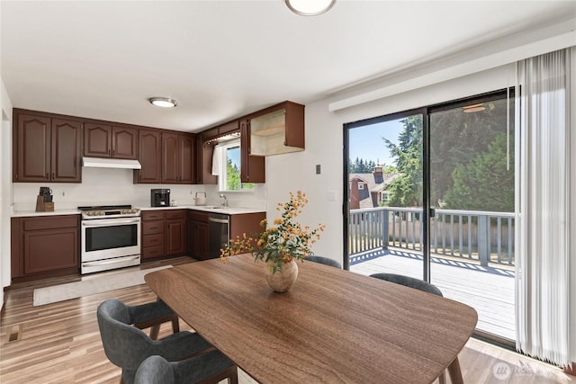 6114 47th Street Ct W, University Place, WA 98466 - kitchen featuring appliances with stainless steel finishes, under cabinet range hood, plenty of natural light, and light countertops