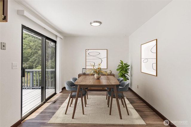 6114 47th Street Ct W, University Place, WA 98466 - dining area featuring dark wood-type flooring and baseboards