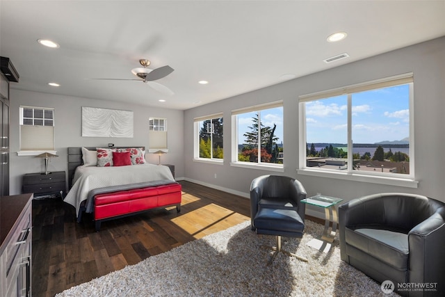 6511 108th Ave NE Unit 3, Kirkland, WA 98033 - bedroom featuring wood finished floors, recessed lighting, and ceiling fan