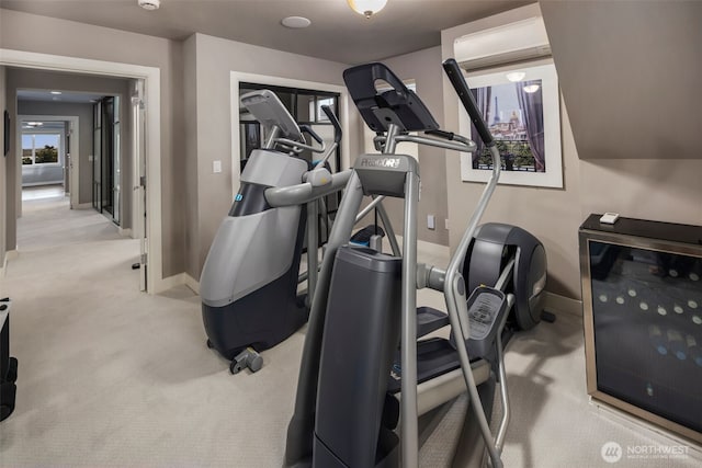 6511 108th Ave NE Unit 3, Kirkland, WA 98033 - exercise area with a wall mounted AC and light carpet