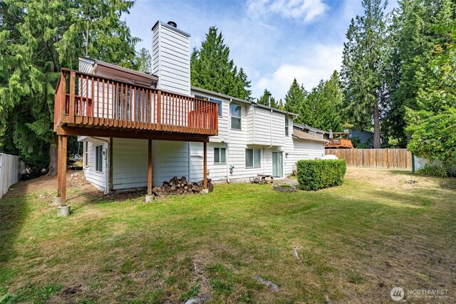 34716 4th Pl S, Federal Way, WA 98003 - back of property featuring a chimney and a wooden deck