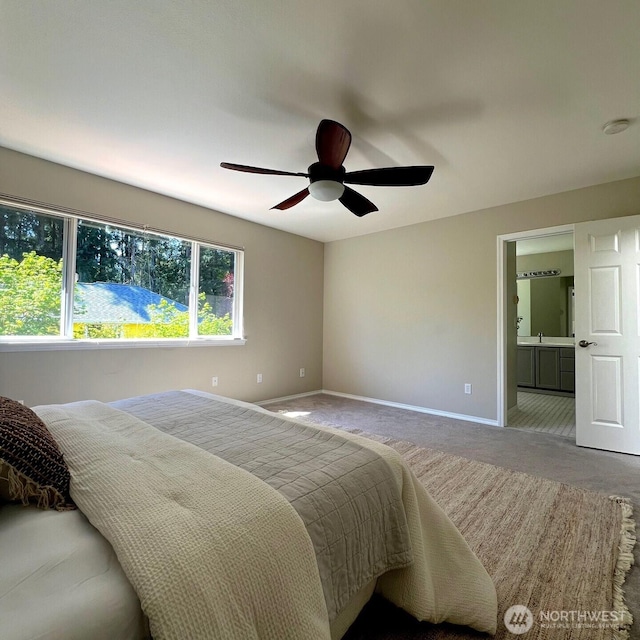132 170th Pl SE, Bothell, WA 98012 - carpeted bedroom with ensuite bath and a ceiling fan