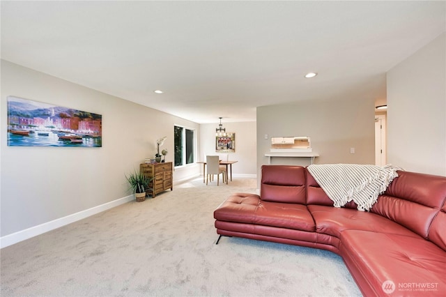8021 234th St SW Unit 211, Edmonds, WA 98026 - carpeted living area with recessed lighting and a chandelier