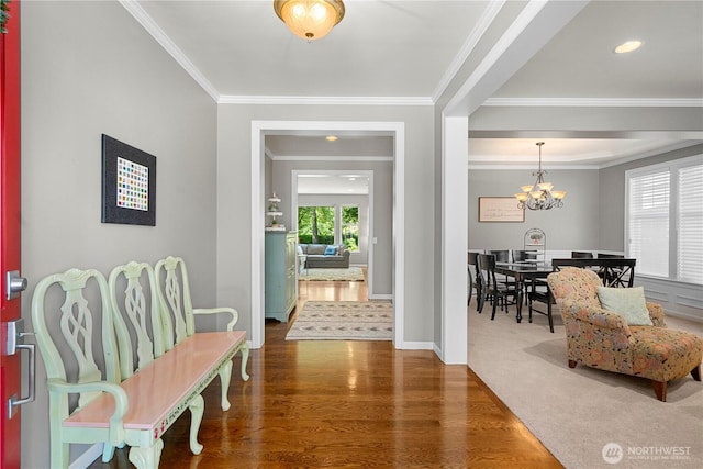 5625 Elizabeth Ave SE, Auburn, WA 98092 - foyer with a chandelier, ornamental molding, and wood finished floors