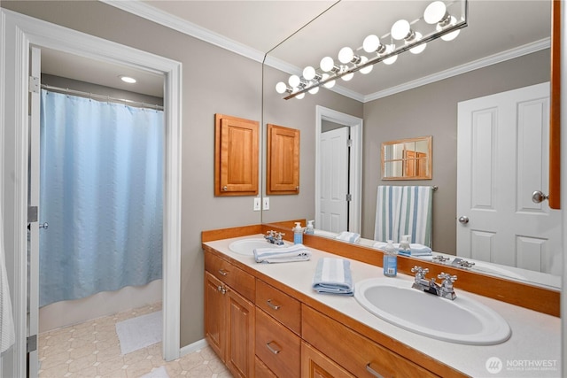 5625 Elizabeth Ave SE, Auburn, WA 98092 - bathroom featuring crown molding and double vanity