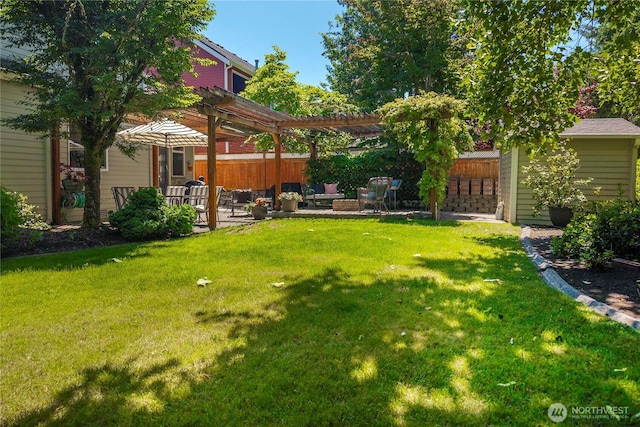 5625 Elizabeth Ave SE, Auburn, WA 98092 - view of yard with a pergola, a patio, and an outdoor hangout area