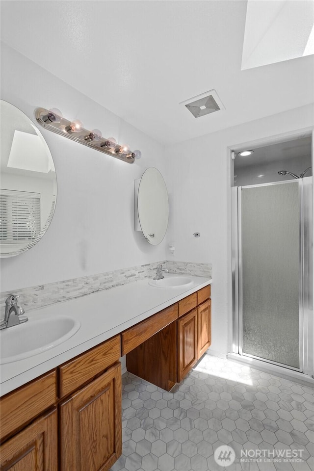 6426 Zangle Rd NE, Olympia, WA 98506 - full bathroom featuring double vanity and a shower stall