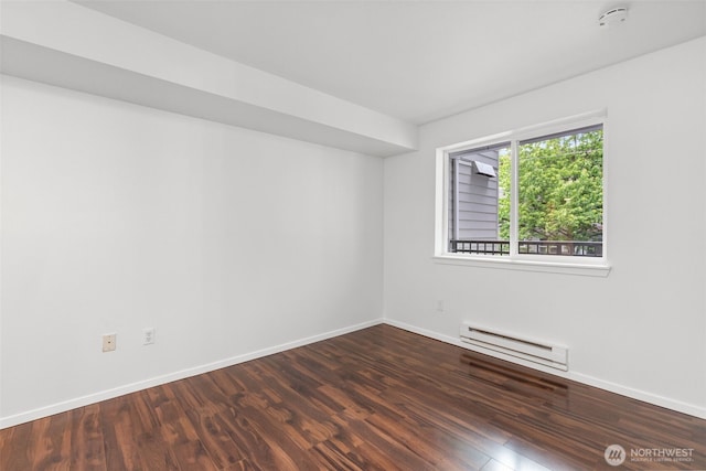 232 Belmont Ave E # 201, Seattle, WA 98102 - empty room featuring a baseboard radiator, wood finished floors, and a smoke detector