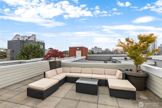 232 Belmont Ave E # 201, Seattle, WA 98102 - patio / terrace featuring an outdoor living space and a city view