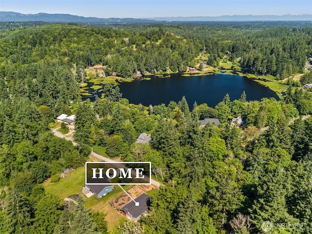 5843 Octave Ct SE, Olympia, WA 98513 - aerial view of property and surrounding area featuring property boundaries highlighted and a large body of water