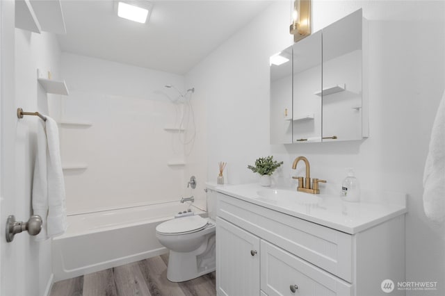 2112 S Crestmont Dr, Moses Lake, WA 98837 - bathroom with vanity, wood finished floors, and bathing tub / shower combination