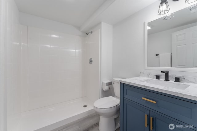 2112 S Crestmont Dr, Moses Lake, WA 98837 - bathroom with vanity and a tile shower