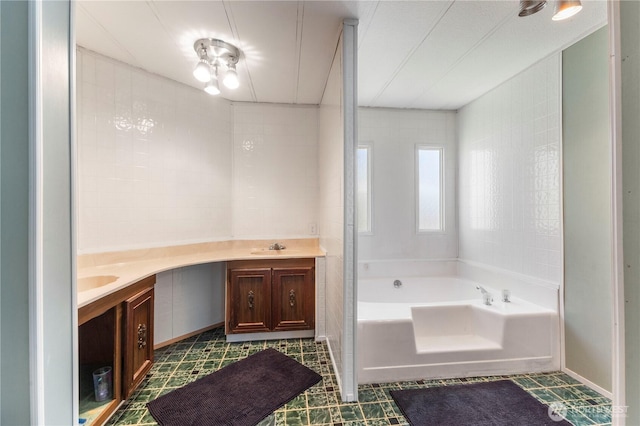 7138 Englewood Dr SE Unit 32, Olympia, WA 98513 - full bath with vanity, a bath, and tile patterned floors