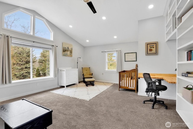 2819 W Olympic Ave, Spokane, WA 99205 - office space with carpet floors, lofted ceiling, and recessed lighting