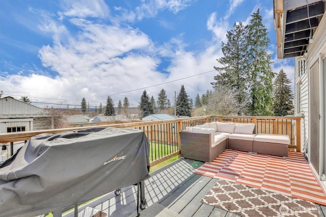 2819 W Olympic Ave, Spokane, WA 99205 - wooden deck featuring an outdoor hangout area and grilling area