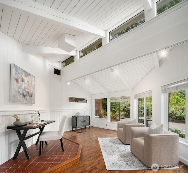 8475 SE 45th St, Mercer Island, WA 98040 - living room with plenty of natural light, wood finished floors, and wooden ceiling