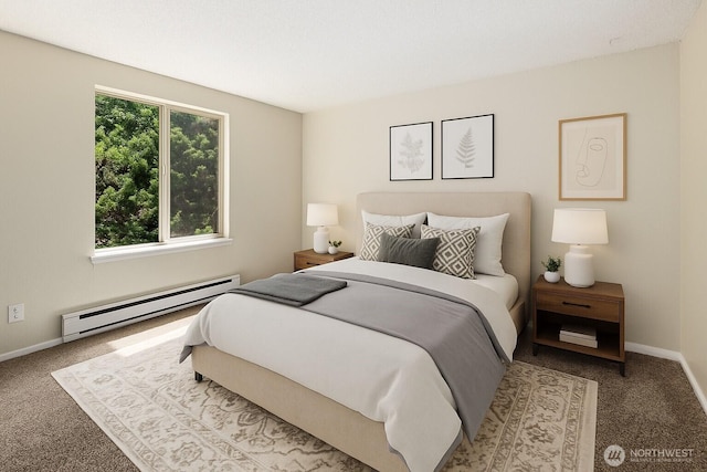 4635 W Lake Sammamish Pkwy SE Unit G206, Issaquah, WA 98027 - bedroom featuring a baseboard radiator and carpet flooring