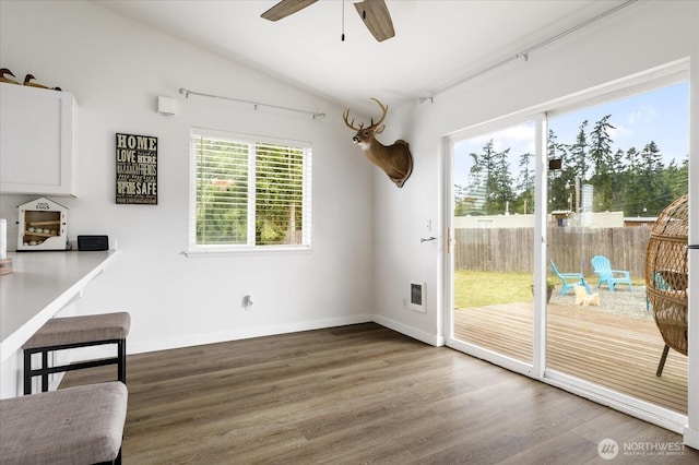 1664 Allyson St, Oak Harbor, WA 98277 - unfurnished room with wood finished floors, ceiling fan, and vaulted ceiling