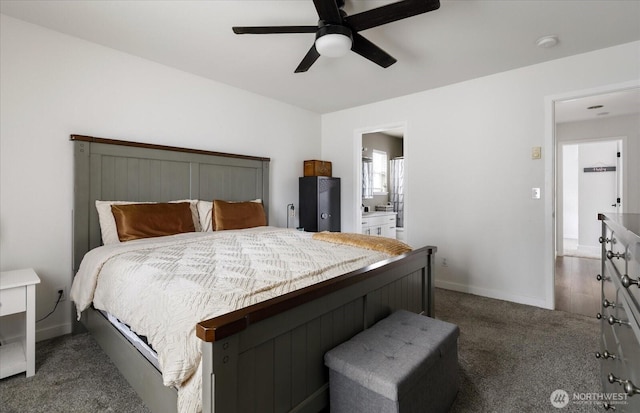 1664 Allyson St, Oak Harbor, WA 98277 - bedroom with carpet flooring, a ceiling fan, and ensuite bath