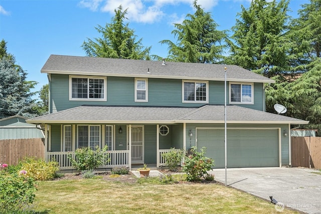 212 SW 2nd Ct, Battle Ground, WA 98604 - view of front facade with a porch, concrete driveway, a garage, and a shingled roof