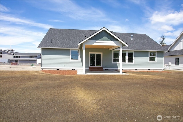 1204 E Georgia Ln, Everson, WA 98247 - view of front facade with crawl space, roof with shingles, board and batten siding, and entry steps