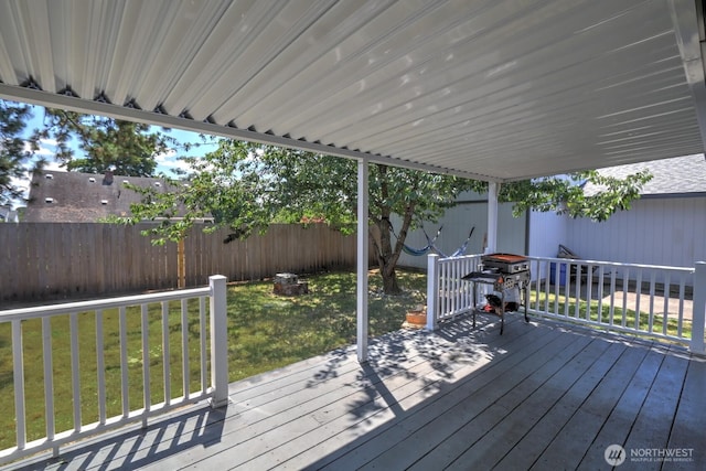 302 126th St S, Parkland, WA 98444 - wooden deck featuring a fenced backyard and grilling area