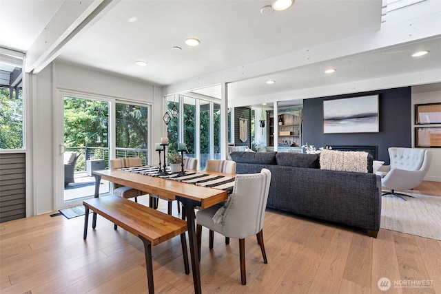 1432 Weathervane Dr, Fircrest, WA 98466 - dining space with light wood finished floors and recessed lighting