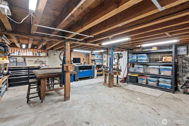 1432 Weathervane Dr, Fircrest, WA 98466 - unfinished basement featuring a workshop area