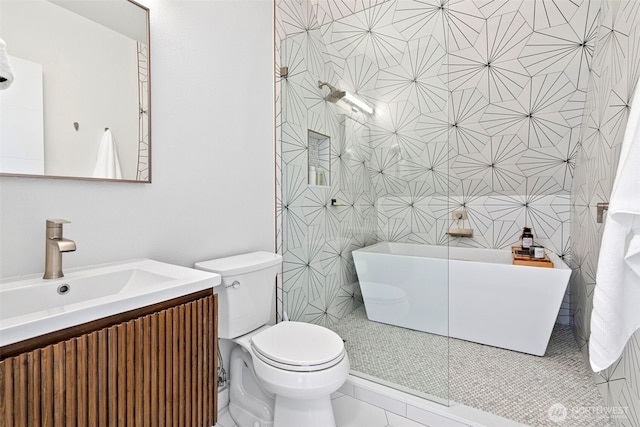 1432 Weathervane Dr, Fircrest, WA 98466 - bathroom with a freestanding bath, vanity, and tile patterned flooring