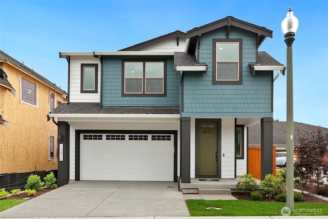 12433 SE 256th Pl Unit 4, Kent, WA 98030 - view of front facade with driveway, roof with shingles, and an attached garage