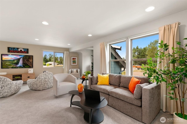 12433 SE 256th Pl Unit 4, Kent, WA 98030 - living room featuring recessed lighting and carpet