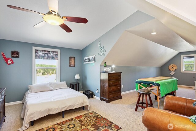 505 Woodland Rd, Goldendale, WA 98620 - carpeted bedroom featuring ceiling fan and lofted ceiling