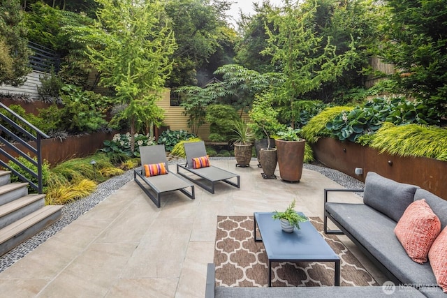 5621 SW Manning St, Seattle, WA 98116 - view of patio featuring an outdoor living space