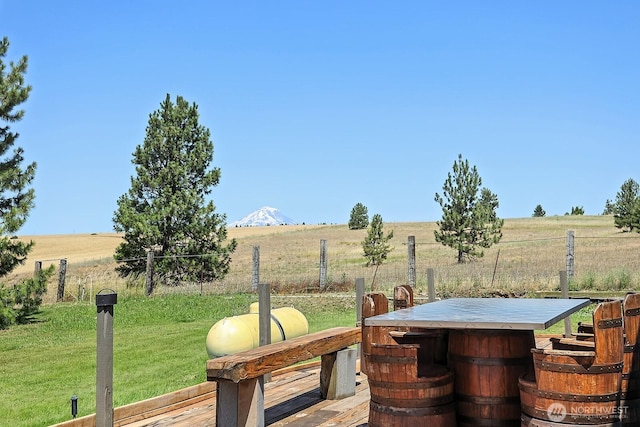 55 Mott Rd, Lyle, WA 98635 - view of patio with a view of countryside and a mountain view