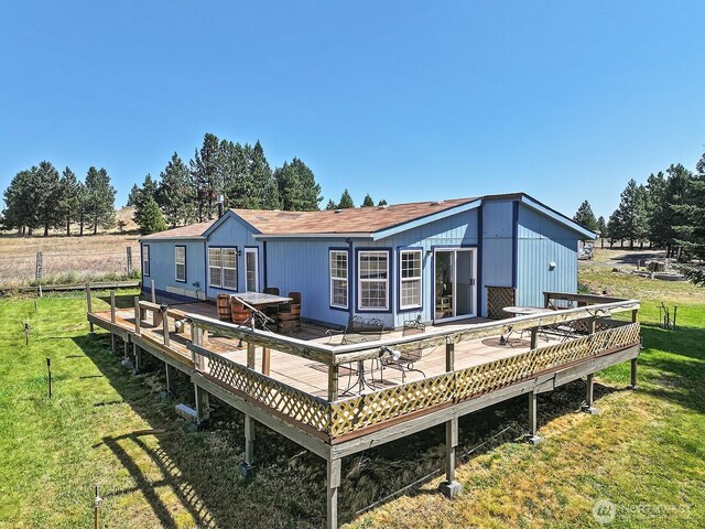 55 Mott Rd, Lyle, WA 98635 - back of house with a lawn and a deck