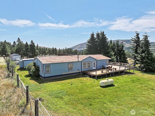55 Mott Rd, Lyle, WA 98635 - rear view of house featuring a deck with mountain view