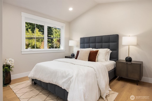 10505 NE 112th St, Kirkland, WA 98033 - bedroom featuring vaulted ceiling, light wood-type flooring, and recessed lighting