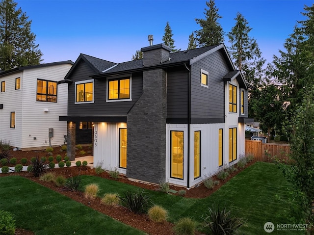 10505 NE 112th St, Kirkland, WA 98033 - view of front of property featuring a chimney, board and batten siding, and roof with shingles