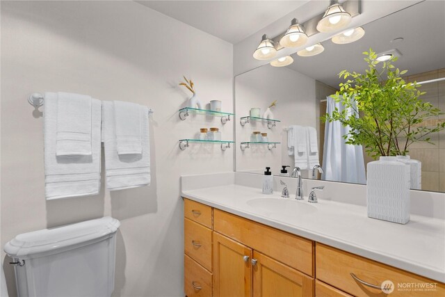 2820 E Madison St Unit 204, Seattle, WA 98112 - bathroom featuring vanity and curtained shower