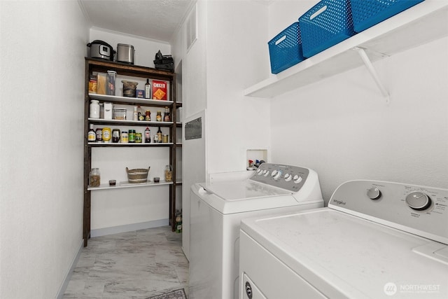8222 Bordeaux Rd SW, Olympia, WA 98512 - washroom with separate washer and dryer and light marble finish flooring